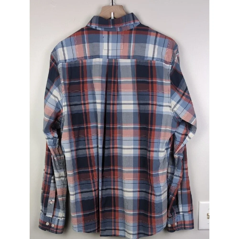 The NorthFace | Plaid Long-Sleeve Button Down Shirt | Blue, Red, Grey, White | L